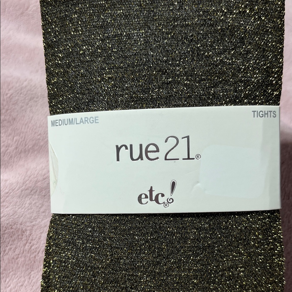 Rue21 Sparkling Black and Gold Tights
